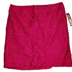Merona‎ Lace Skirt - Hot Pink Floral - Lined Pencil Skirt -Women's Size 14
